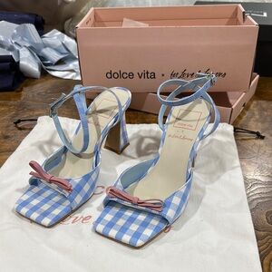 Dolce Vita x For Love & Lemons Blue and Pink Heels with Ankle Straps